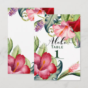 Tropical Botanical Floral Aloha Table Number