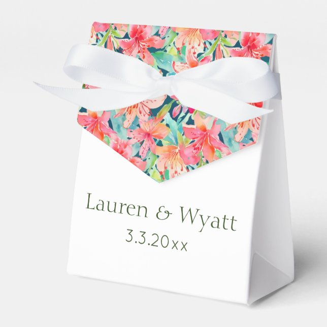 Tropical Botanical Floral Beach Custom Wedding  Favour Box (Front Side)