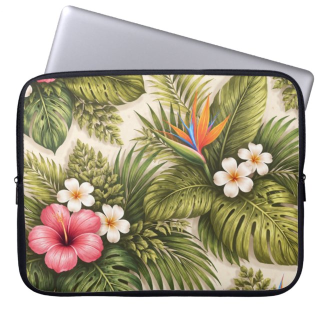 Tropical Botanical Floral Pattern  Laptop Sleeve (Front)