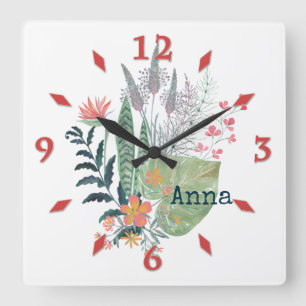 tropical Botanical floral personalised Large Clock