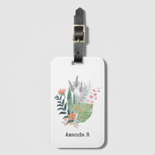 tropical Botanical floral personalised Luggage Tag