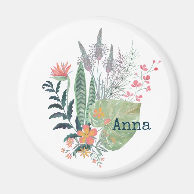 tropical Botanical floral personalised Magnet (Front)