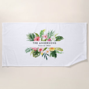 Tropical botanical floral summer vacation beach towel