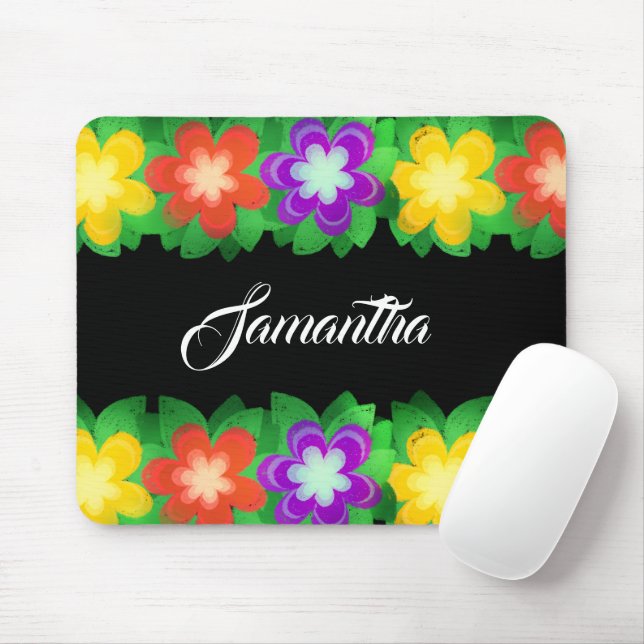 Tropical Botanical Flowers Mouse Mat (With Mouse)
