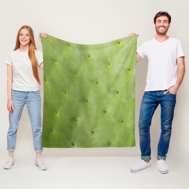 Tropical Botanical Green Cactus Fleece Blanket (In Situ)