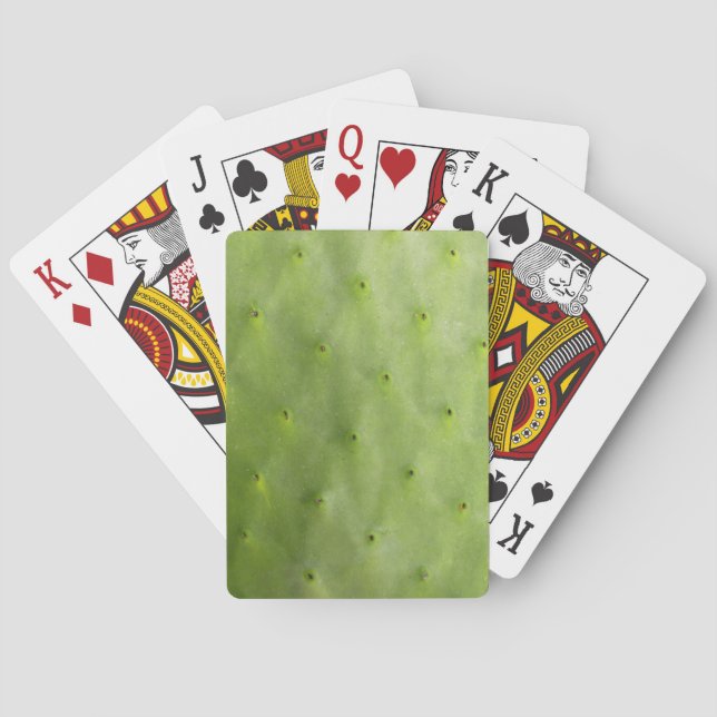 Tropical Botanical Green Cactus Photo Playing Cards (Back)