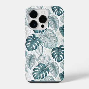 Tropical Botanical Green Monsteras iPhone 14 Pro Case