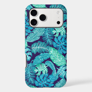 Tropical botanical hawaiian teal green leaves