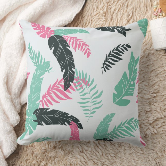 Tropical Botanical Leaf Pattern Cushion (Blanket)