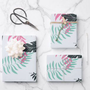 Tropical Botanical Leaf Pattern Wrapping Paper Sheet