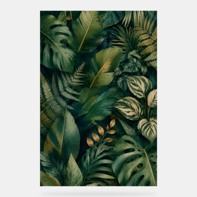 Tropical Botanical Leaf Wall Art Print Acrylic Sign (Front)