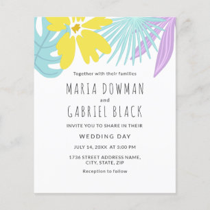 Tropical botanical leaves Chic wedding Invitation Flyer