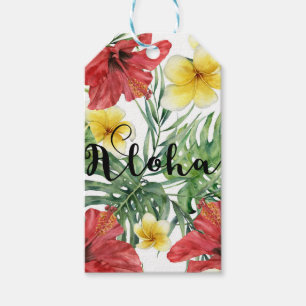 Tropical Botanical Leaves & Flowers Floral Aloha Gift Tags