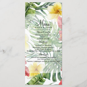 Tropical Botanical Leaves & Flowers Floral Menu