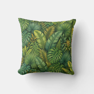 Tropical Botanical Leaves Jungle Pattern Pillow