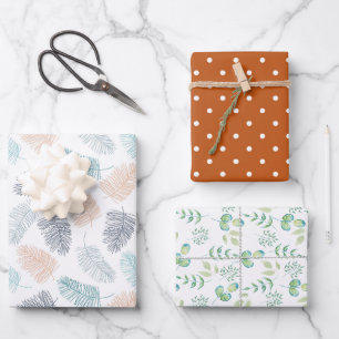 Tropical Botanical Leaves & Polka Dot Wrapping Paper Sheet