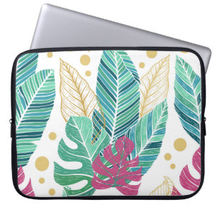Tropical botanical leaves, seamless vintage design laptop sleeve