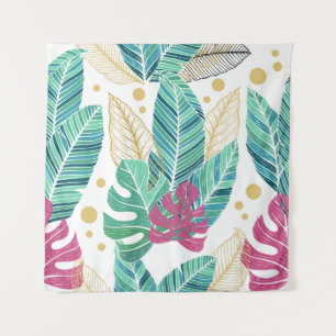 Tropical botanical leaves, seamless vintage design tapestry