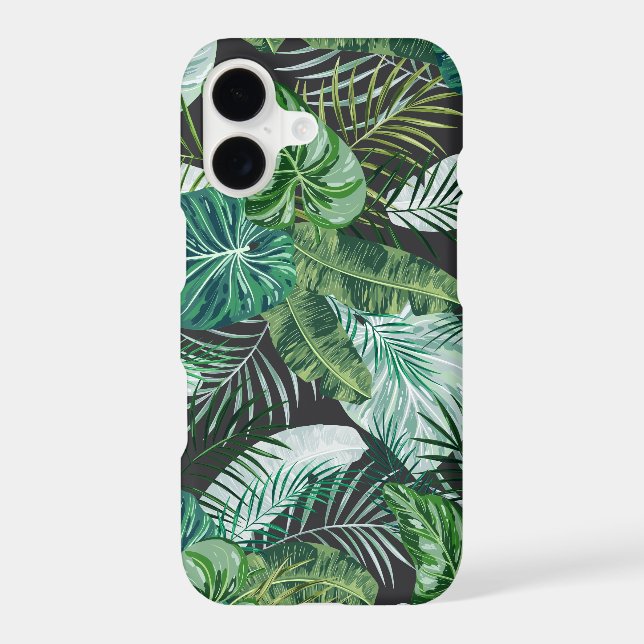 Tropical Botanical Palm Leaves Pattern iPhone Case (Back)