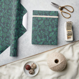 Tropical Botanical Palm Leaves Wrapping Paper