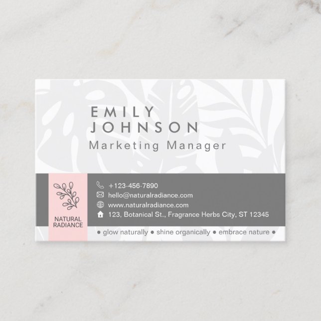 Tropical Botanical Pink Retail Beauty Products Business Card (Front)