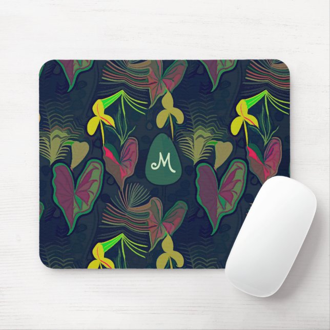 Tropical Botanical Plants Flowers Mouse Mat (With Mouse)