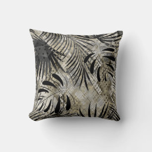 Tropical, Botanical, snake skin, leaves , palm, Cushion