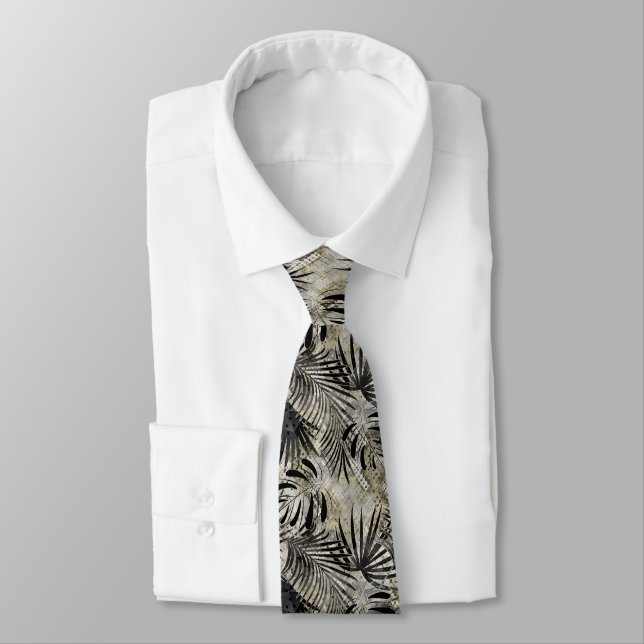 Tropical, Botanical, snake skin, leaves , palm, Tie (Tied)