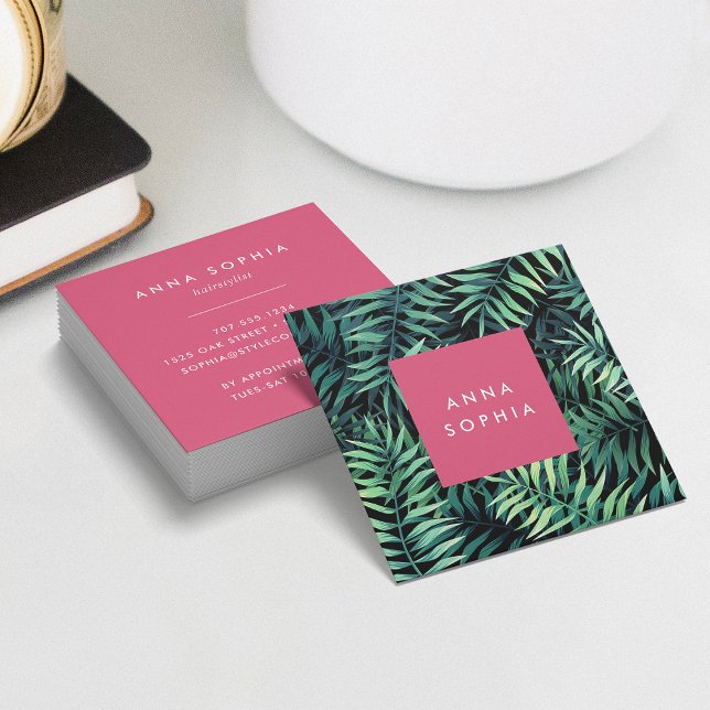 Tropical Botanical Square Business Card (Creator Uploaded)