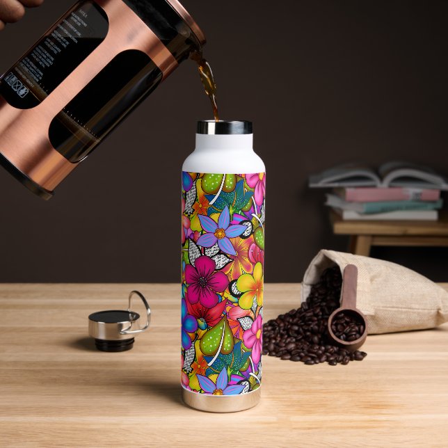 Tropical Botanical  Water Bottle (Coffee (Rotated))