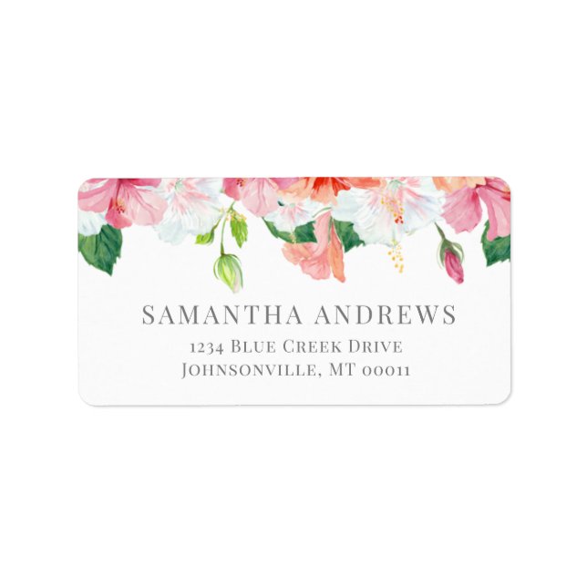 Tropical Botanical Watercolor Floral Wedding Label (Front)