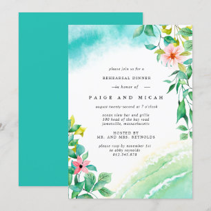 Tropical Botanical Watercolor Wedding Rehearsal Invitation