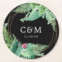 Tropical Botanical Wedding Monogram and Date