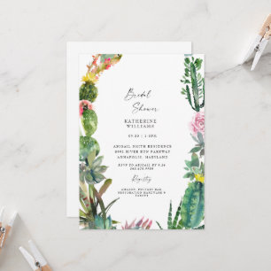 Tropical Botanical White Bridal Shower   Invitation