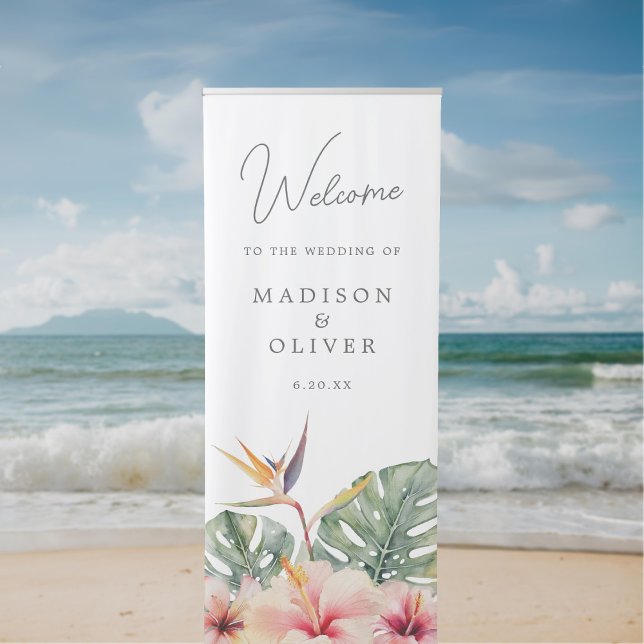 Tropical Botanicals Elegant Wedding Welcome Sign (Creator Uploaded)