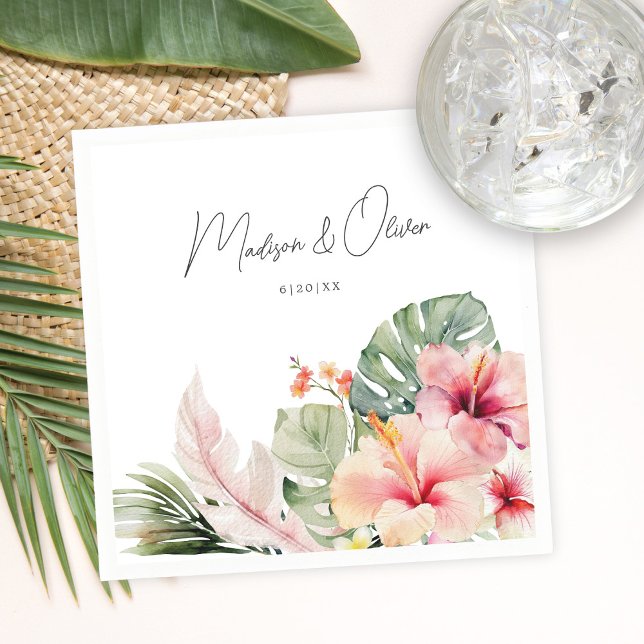 Tropical Botanicals Gorgeous Watercolor Wedding  Napkin (Creator Uploaded)