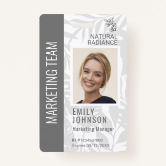 Tropical Botanicals Grey Beauty Photo & Logo Staff ID Badge