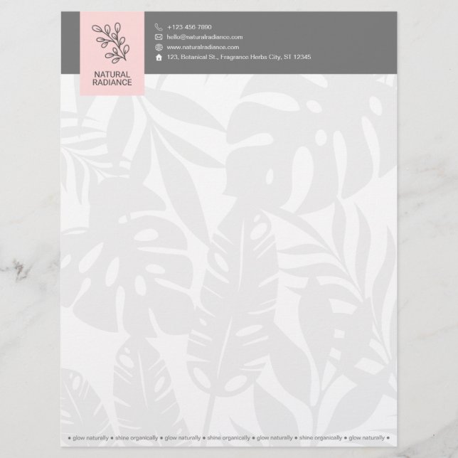 Tropical Botanicals Leaf Fashion Beauty Business Custom Letterhead (Front)