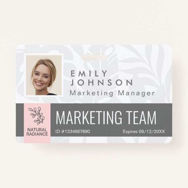 Tropical Botanicals Pink Beauty Photo & Logo Staff ID Badge (Front)