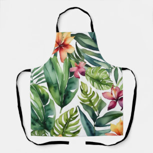 Tropical Botanicals Vibrant Watercolor Foliage Apron