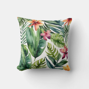 Tropical Botanicals Vibrant Watercolor Foliage Cushion