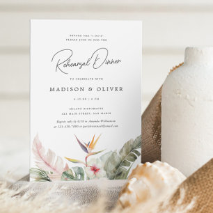 Tropical Botanicals Wedding Rehearsal Dinner Party Invitation