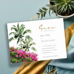 Tropical Bougainville Palm Tree Pink Green Save The Date<br><div class="desc">For any further customisation or any other matching items,  please feel free to contact me at yellowfebstudio@gmail.com</div>