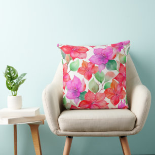Tropical bougainvillea pattern cushion