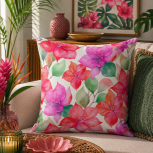 Tropical bougainvillea pattern cushion