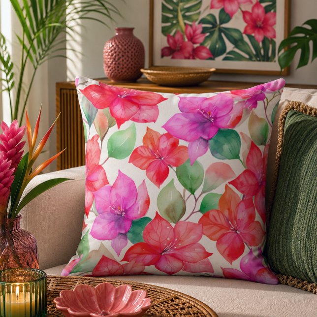 Tropical bougainvillea pattern cushion (Creator Uploaded)