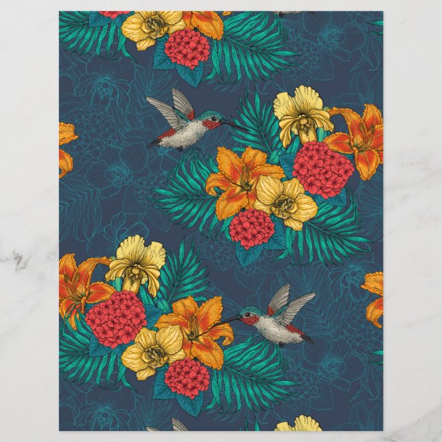 Tropical bouquet and hummingbirds (Front)