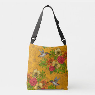 Tropical bouquet and hummingbirds 2 crossbody bag