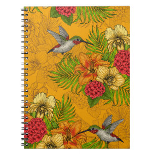 Tropical bouquet and hummingbirds 2 notebook