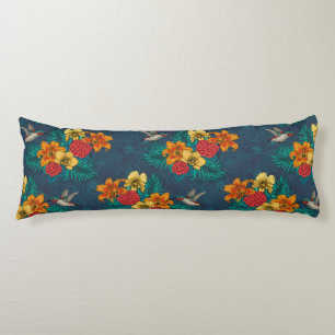 Tropical bouquet and hummingbirds body cushion